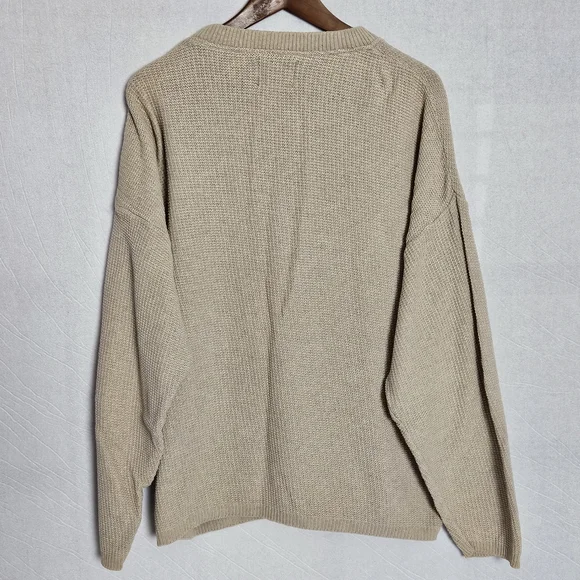 Vintage 90s Woolrich Hand Framed Button Henley Tan Sand Sweater Mens Large - Picture 10 of 13